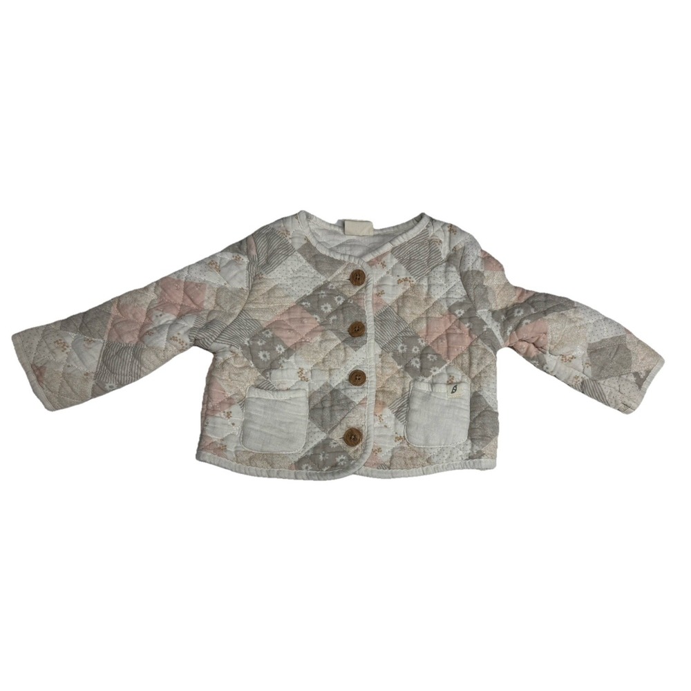 Easy Peasy Baby Girl 24 M Cottagecore Floral Patchwork Quilted Jacket Pink